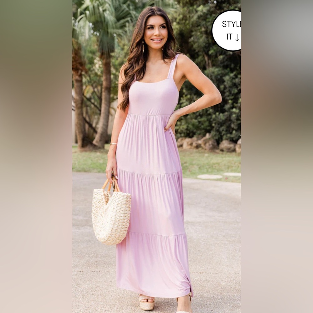 Mauve padded top maxi dress